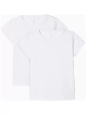 2 T-Shirts Unis Fille manches courtes DISRUPTION - Blanc