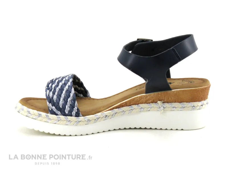 Achat chaussures Moran's Femme Sandale et Nu-pieds, vente Morans TIRANA - Marine - Argent - Nu-pieds talon compense