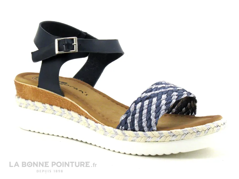 Achat chaussures Moran's Femme Sandale et Nu-pieds, vente Morans TIRANA - Marine - Argent - Nu-pieds talon compense