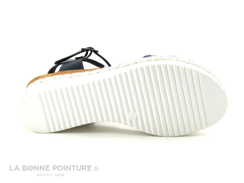 Achat chaussures Moran's Femme Sandale et Nu-pieds, vente Morans TIRANA - Marine - Argent - Nu-pieds talon compense