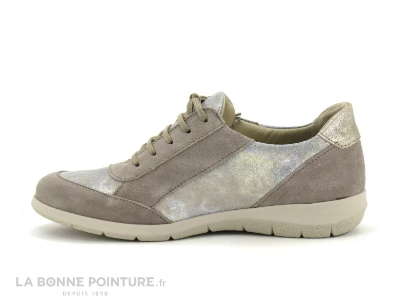 Achat chaussures Suave Femme Chaussure basse / Derby, vente Suave 7 OXFORD 6627T - Beige - Argent - Chaussure basse Femme