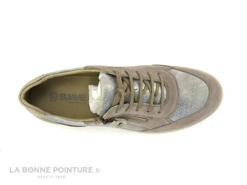 Achat chaussures Suave Femme Chaussure basse / Derby, vente Suave 7 OXFORD 6627T - Beige - Argent - Chaussure basse Femme