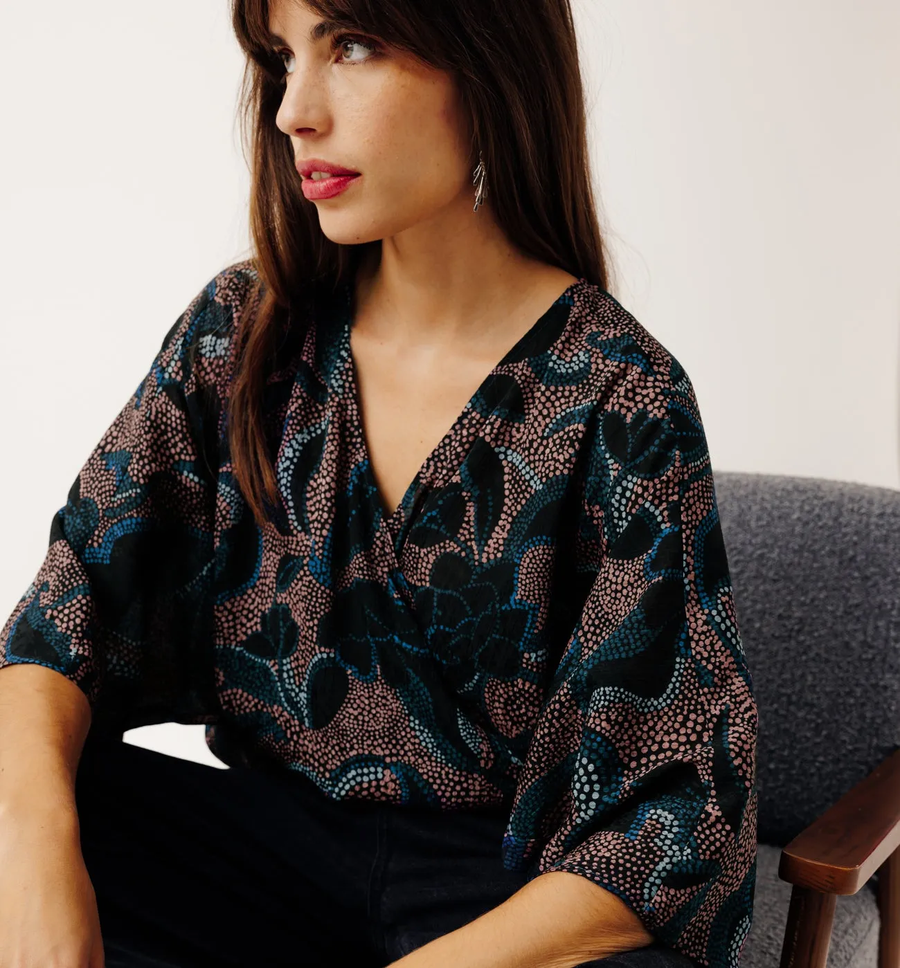 Blouse imprimée Femme - Imprimé bleu