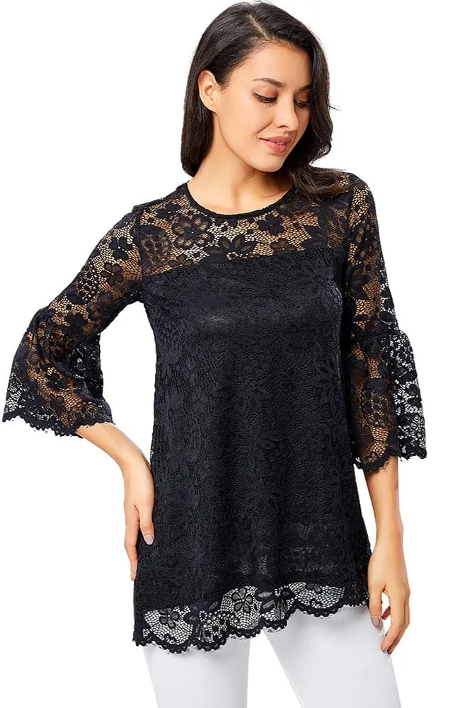 Blouse Noire Dentelle Chic