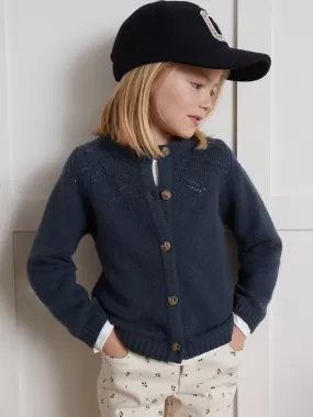 Cardigan Fille en coton et laine