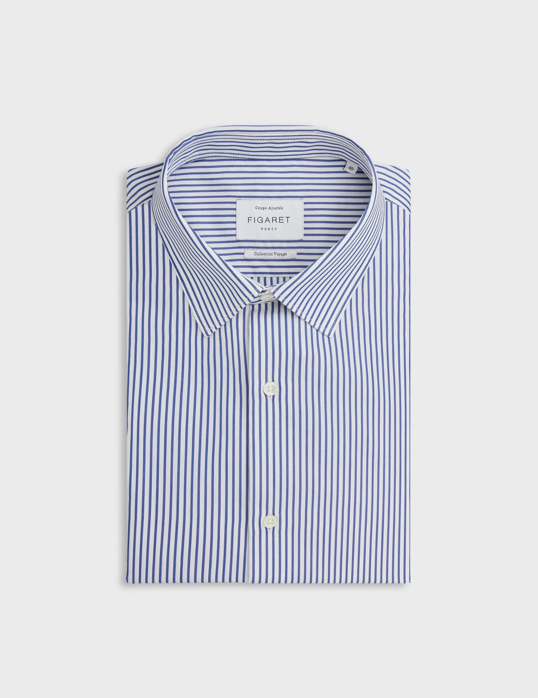 Chemise ajustée infroissable rayée bleu marine