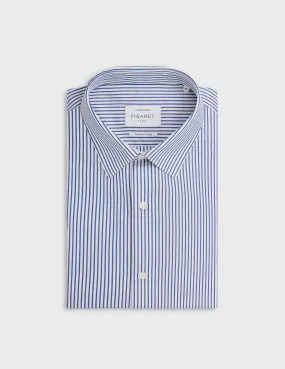 Chemise ajustée infroissable rayée bleu marine