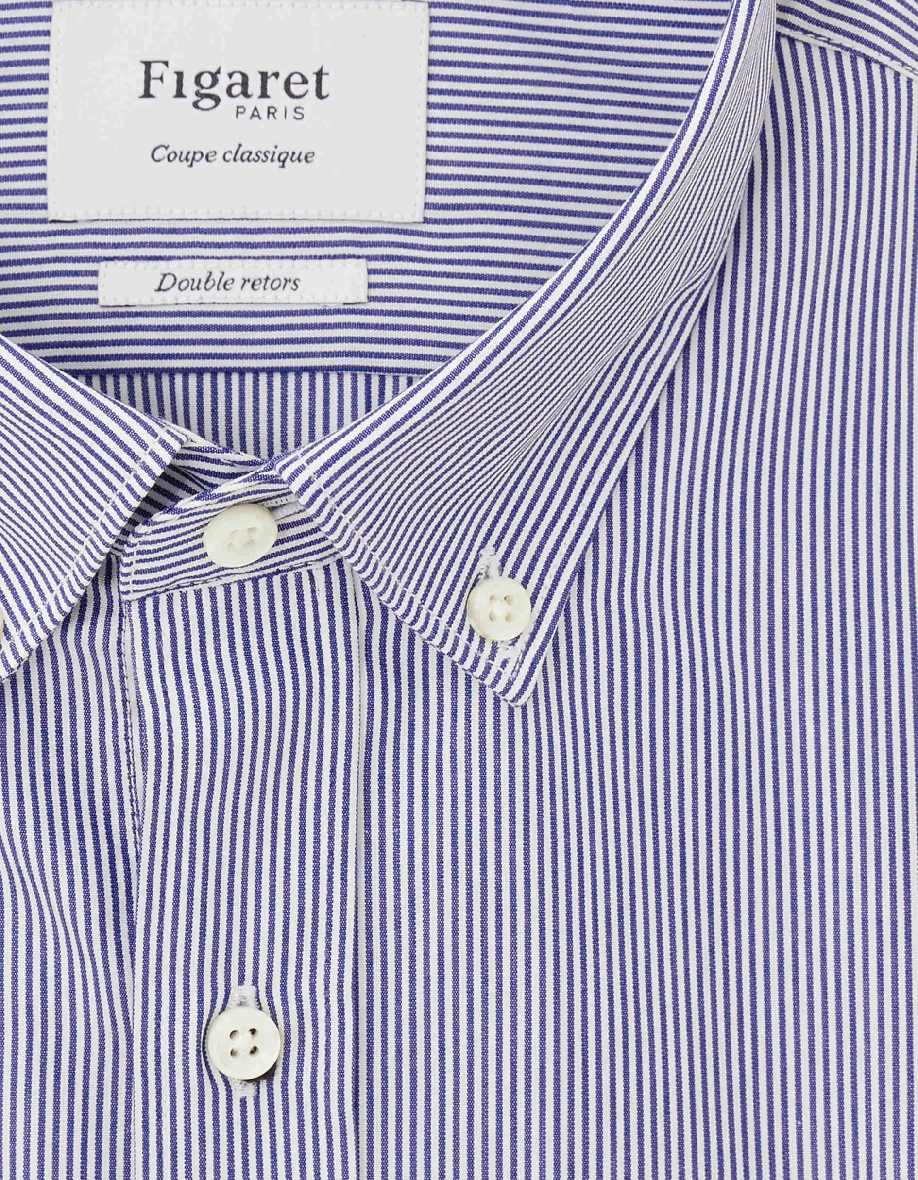 Chemise Classique manches courtes rayée bleue