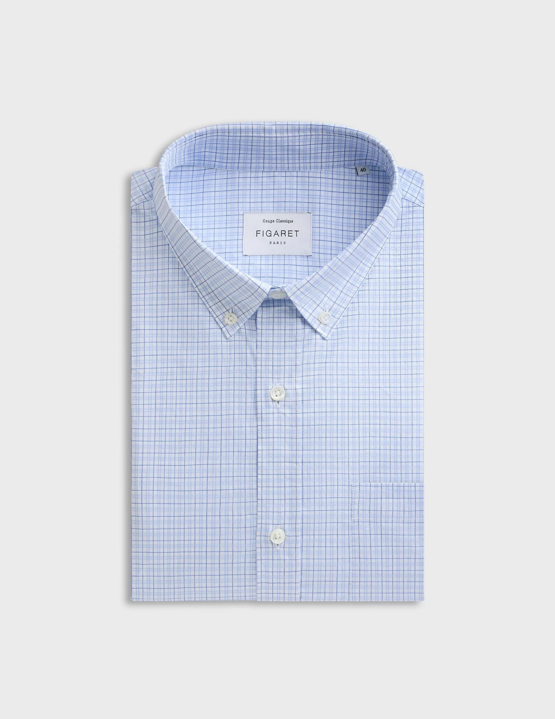 Chemise classique à carreaux bleus