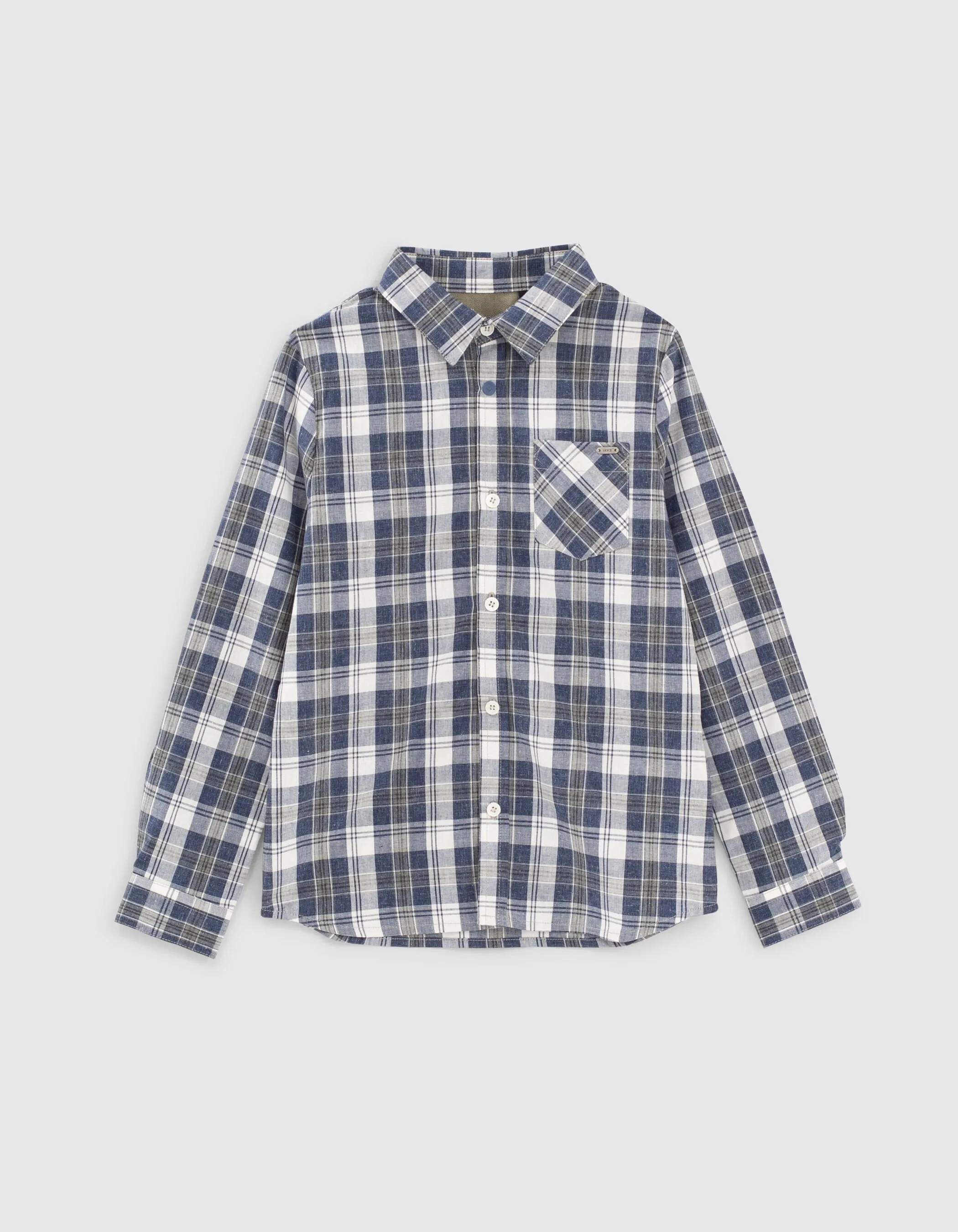 Chemise indigo à carreaux garçon 