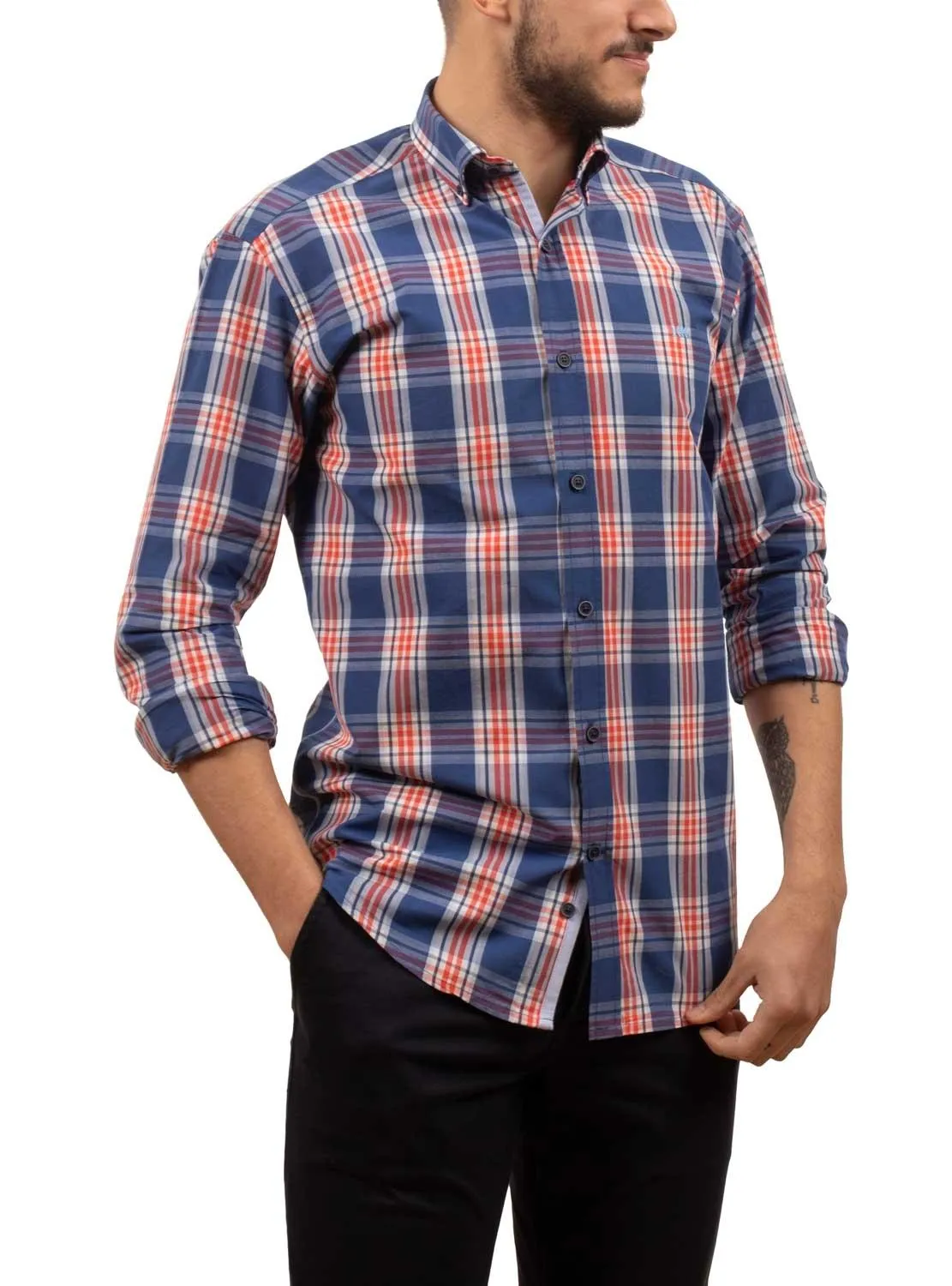 Chemise Klout Madras Bleu marine pour Homme