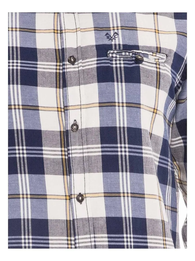 Chemise manches longues carreaux TUDINOX - Bleu marine