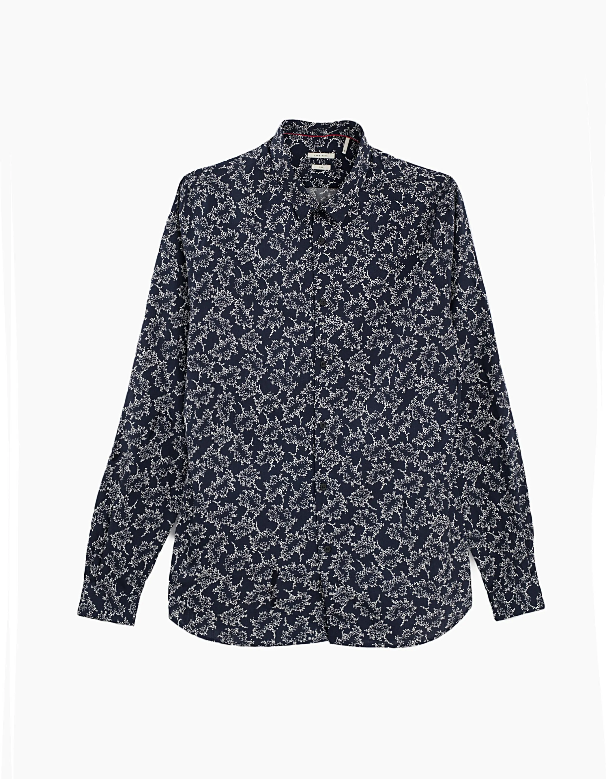 Chemise slim indigo à motif floral Homme