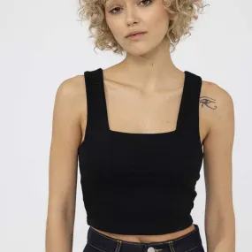 Débardeur Pauline col carré noir crop top