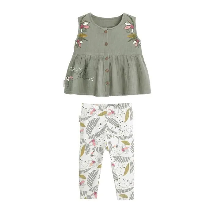 Ensemble blouse en gaze de coton et legging bébé fille Crazy Colibri