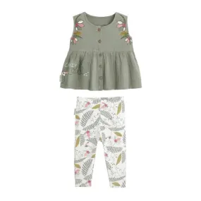 Ensemble blouse en gaze de coton et legging bébé fille Crazy Colibri