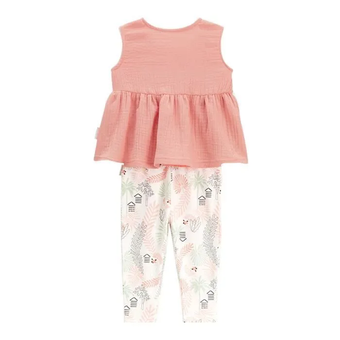 Ensemble blouse et legging en gaze de coton bébé fille Cilaos