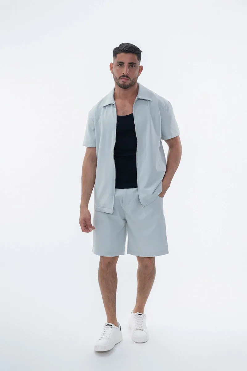 Ensemble chemise et shorts zippé moderne