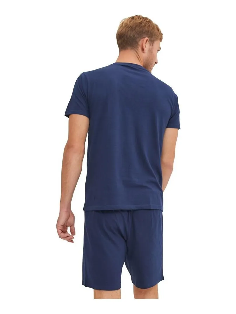 Ensemble Pyjama court Tshirt col rond homme en coton Serge Blanco - Bleu