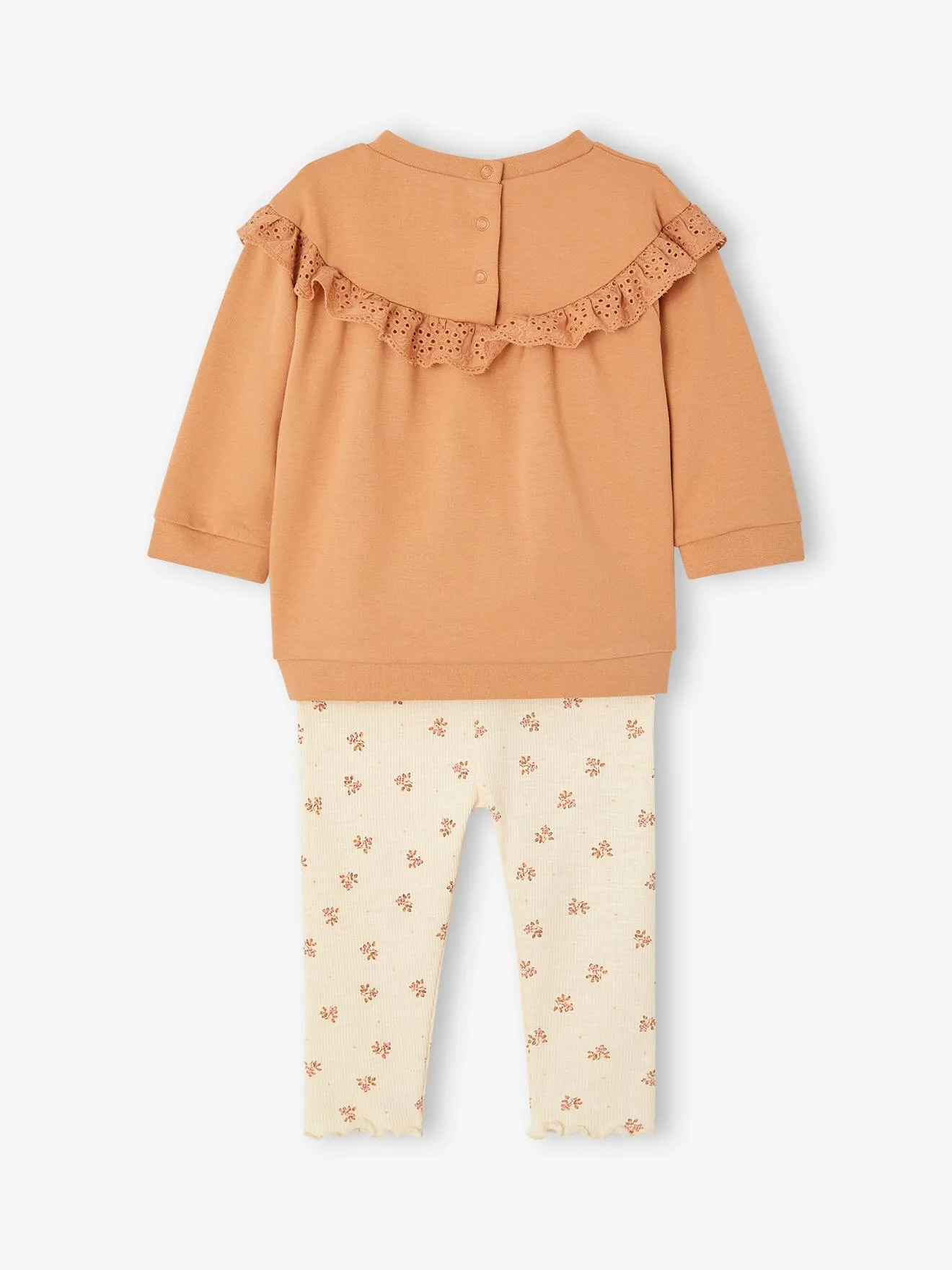 Ensemble sweat à volant + legging bébé caramel - Vertbaudet