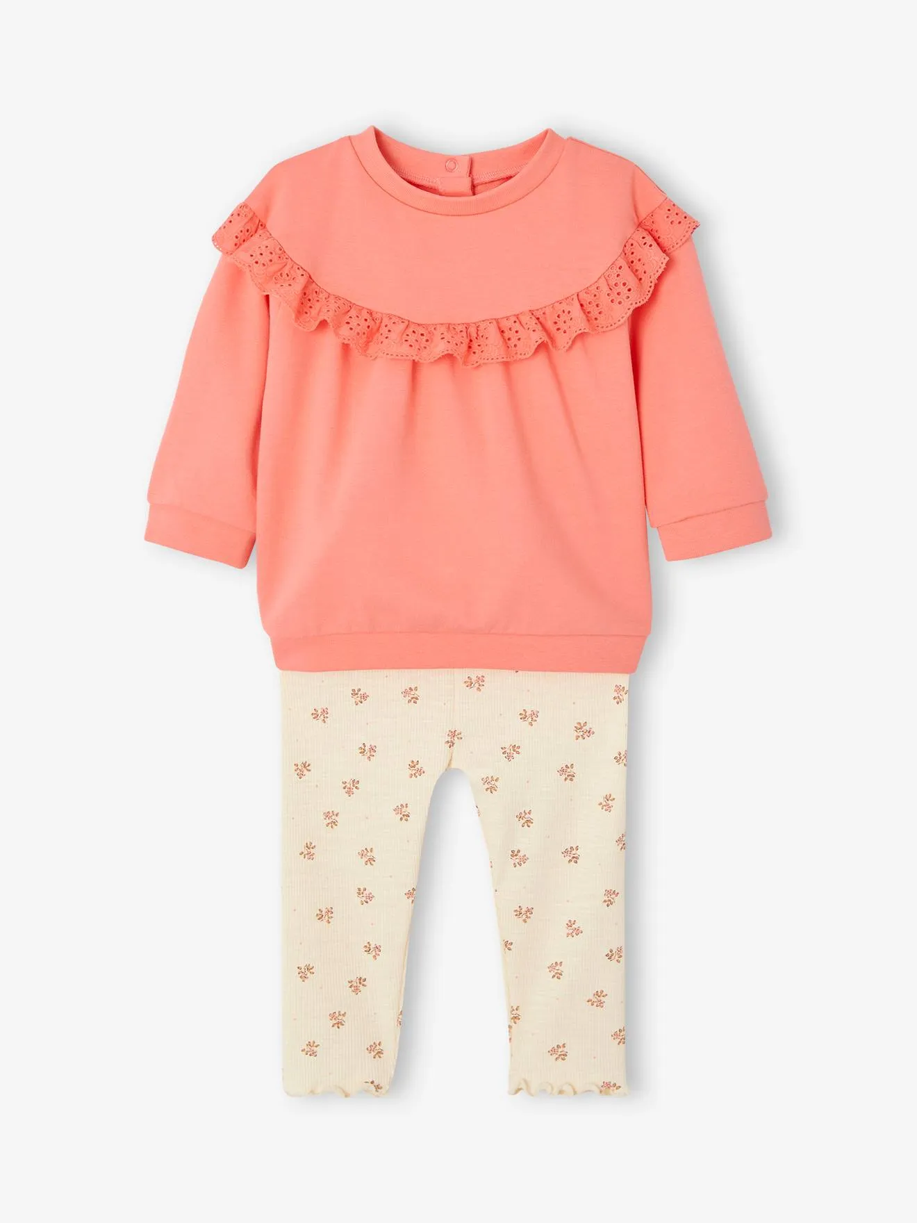 Ensemble sweat à volant + legging bébé caramel - Vertbaudet