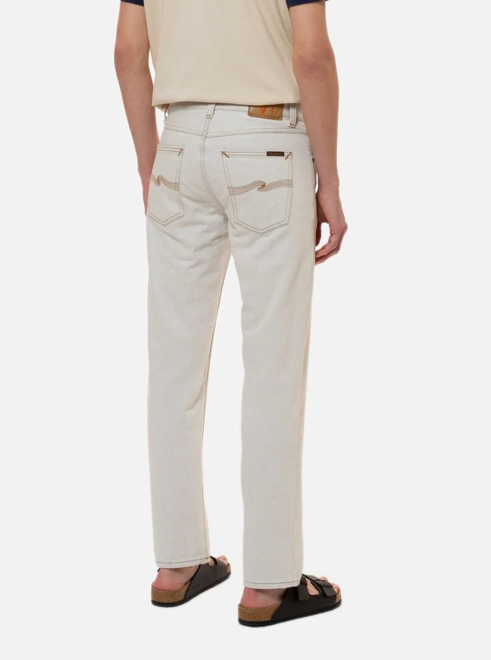 Jean droit blanc en coton recyclé - gritty jackson clay white homme