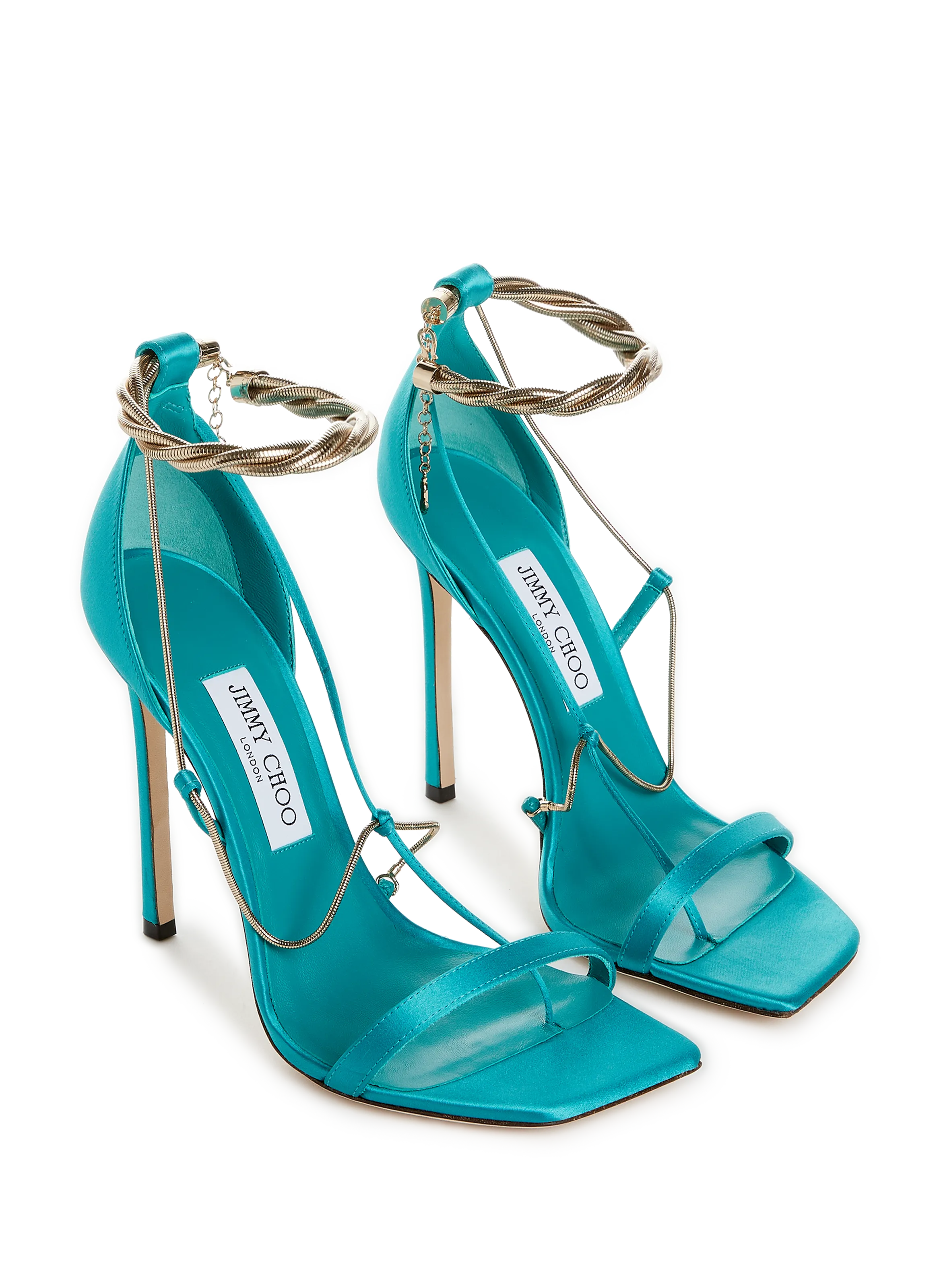 JIMMY CHOO  Sandales Oriana 110 satinées - Bleu