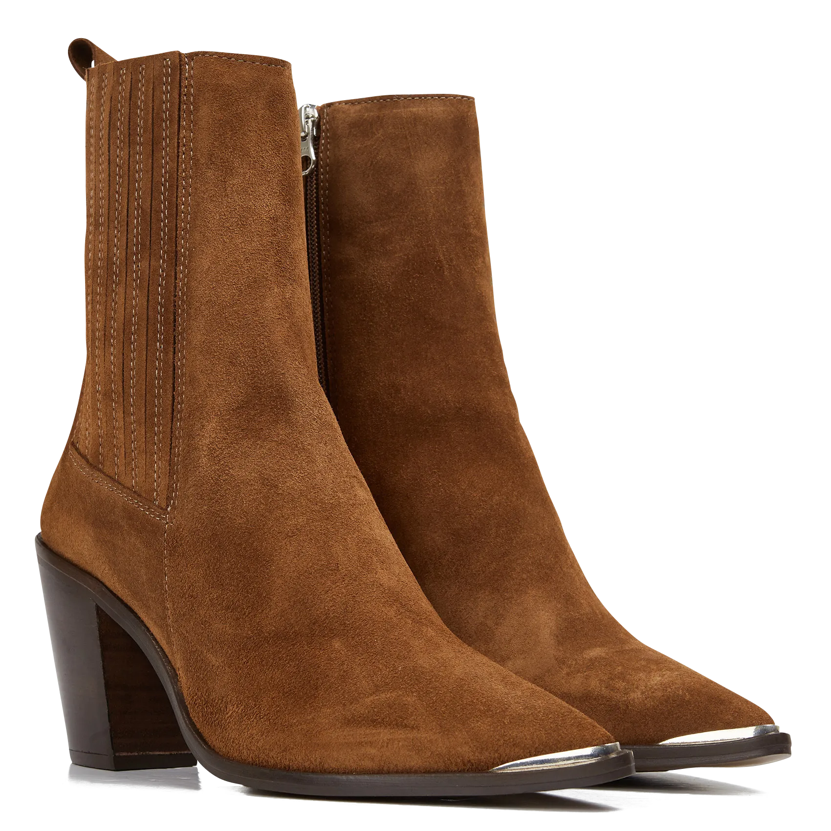 JONAK  Bottines western talons hauts bout pointu en cuir basama - Marron