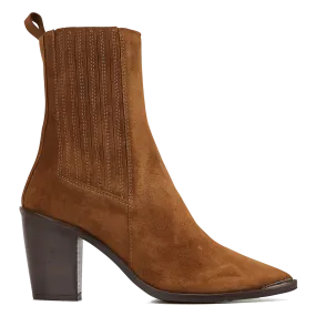 JONAK  Bottines western talons hauts bout pointu en cuir basama - Marron