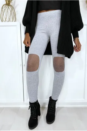 Legging gris avec résille aux genoux