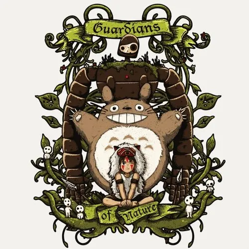 Les gardiens de la nature - t-shirt en coton bio - totoro et mononoke