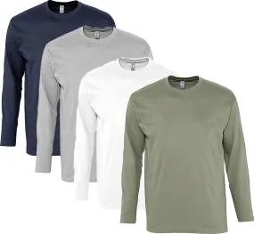 lot 4 T-shirts manches longues HOMME - bleu marine gris blanc kaki 