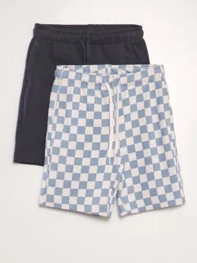 Lot de 2 shorts en molleton fin - Bleu