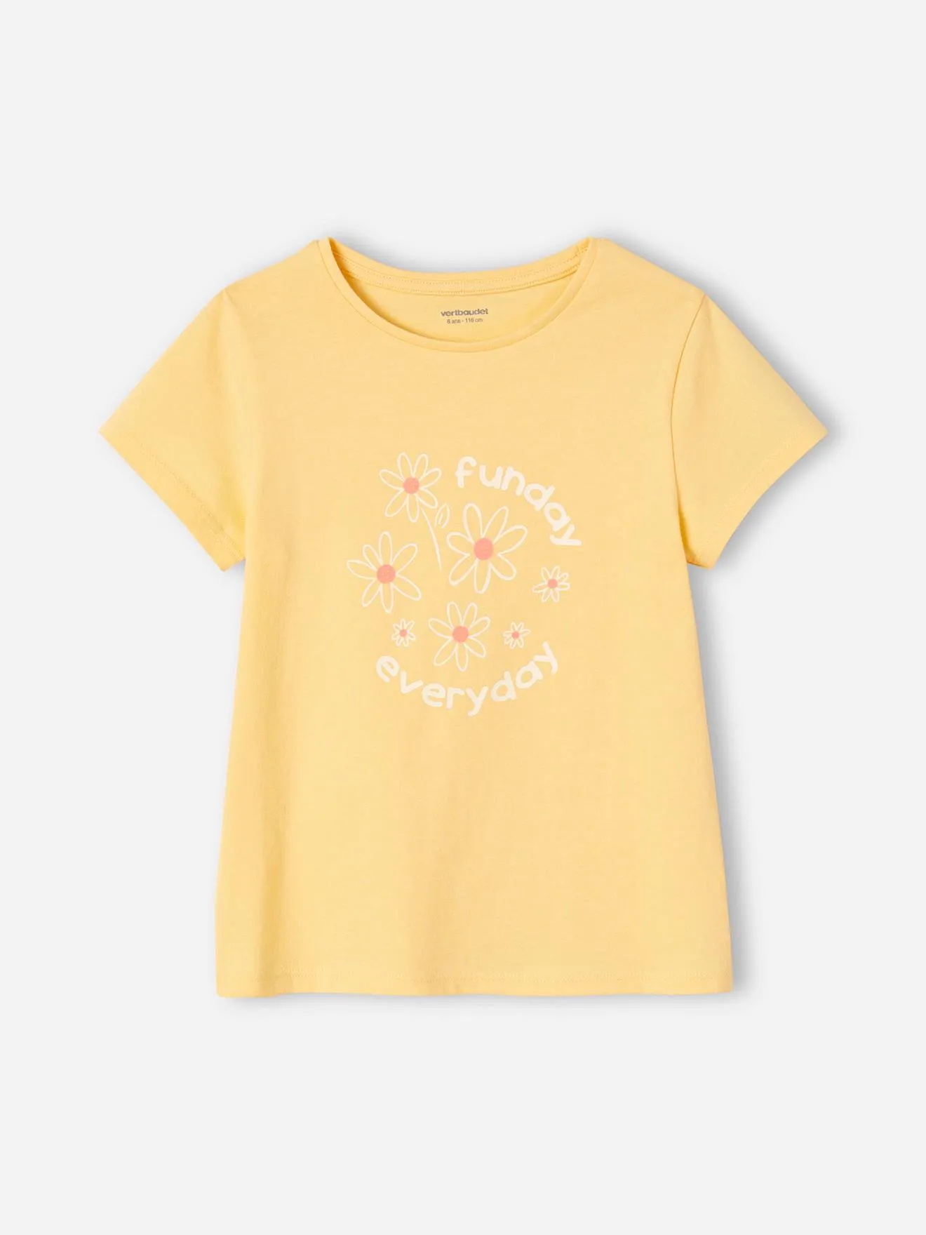 Lot de 3 t-shirts Basics détails irisés fille jaune pastel - Vertbaudet