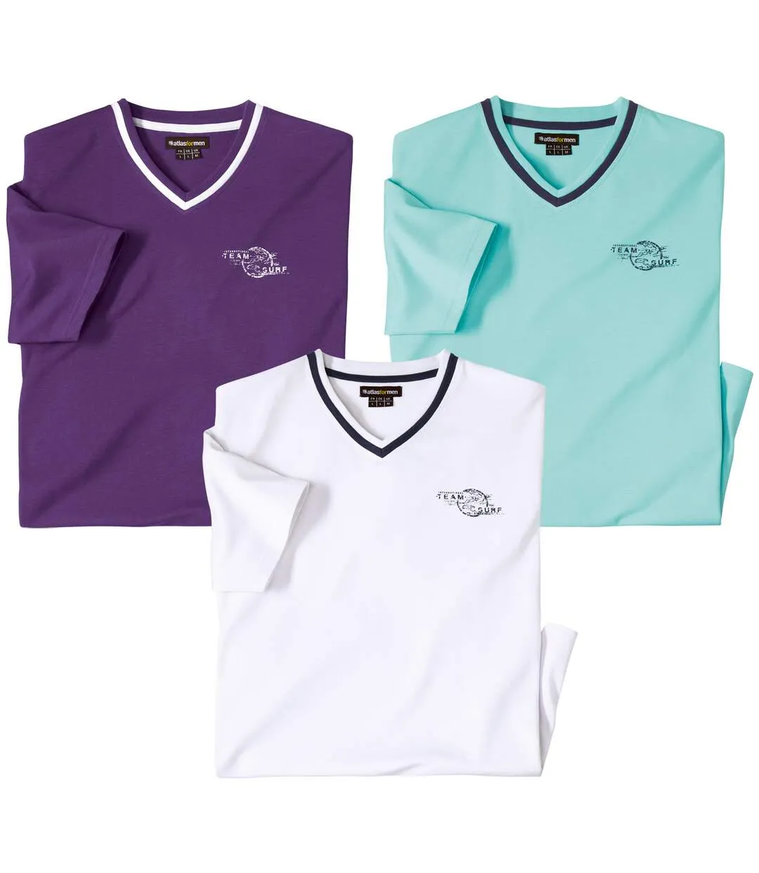 Lot de 3 Tee-Shirts Col V Surfer 