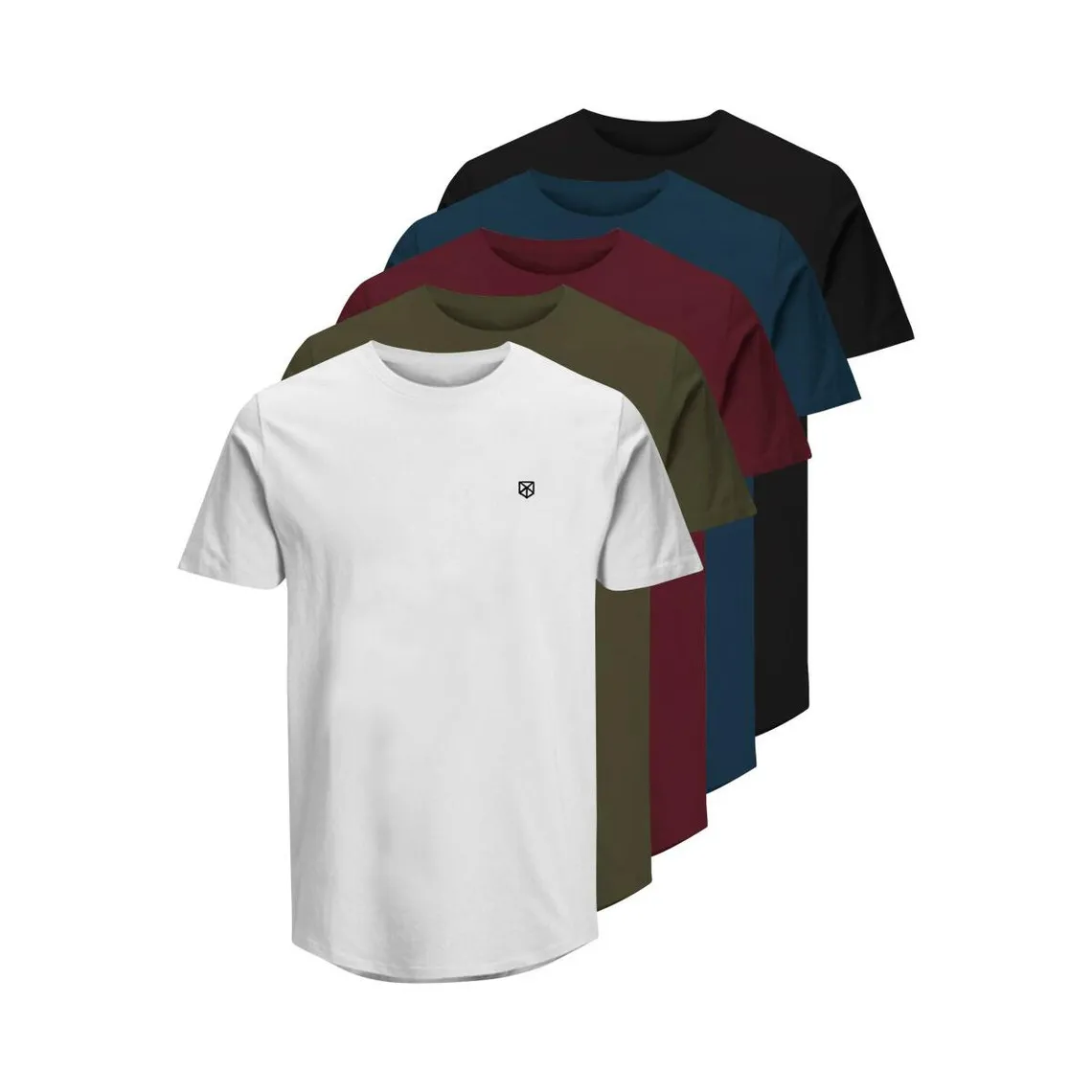 Lot de 5 T-shirts Regular Fit Col rond Manches courtes en coton Jack & Jones - T-shirt / Polo Homme sur MenCorner