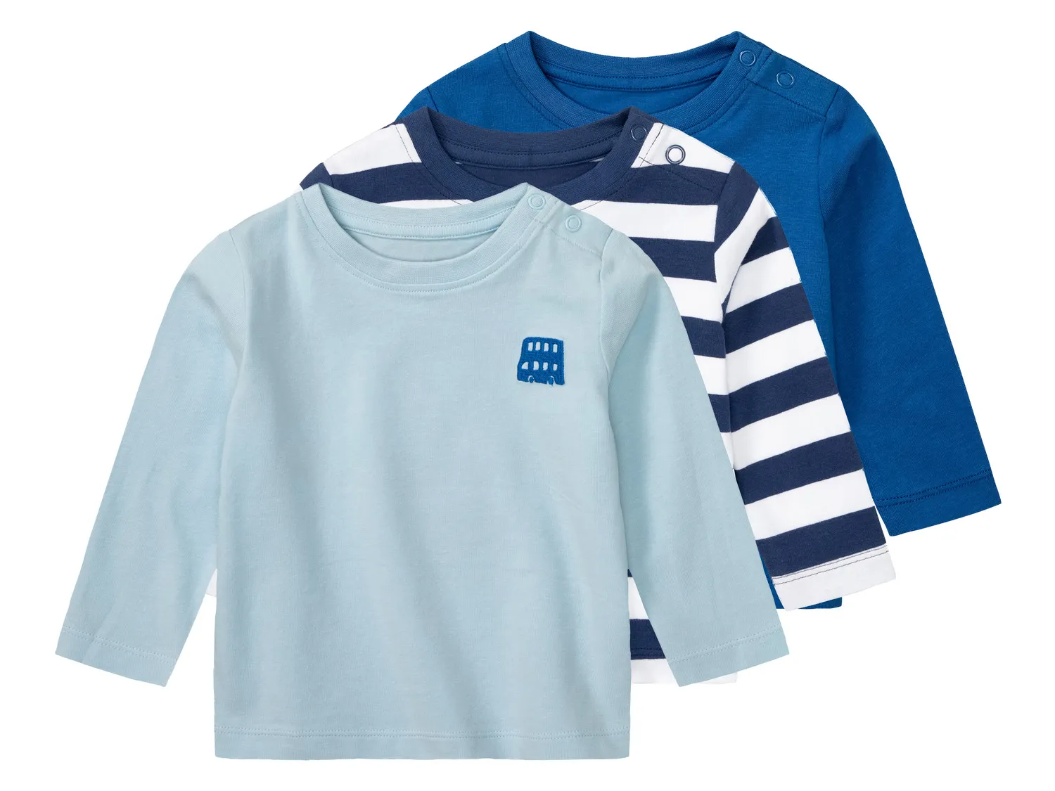 lupilu® Lot de 3 t-shirts à manches longues bébé