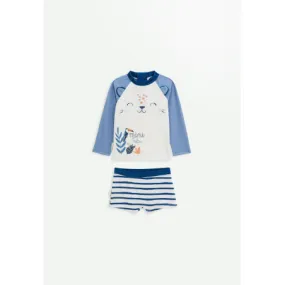 Maillot de bain bébé 2 pièces t-shirt ANTI-UV & boxer Saint Malo - PETIT BEGUIN