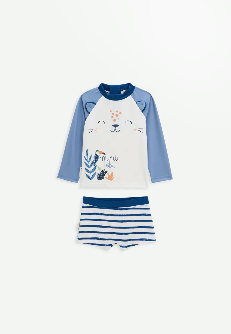 Maillot de bain bébé 2 pièces t-shirt ANTI-UV & boxer Saint Malo - PETIT BEGUIN