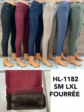 Pantalon fourrure intérieur hivers avec 3 Boutons déco poche (x12)