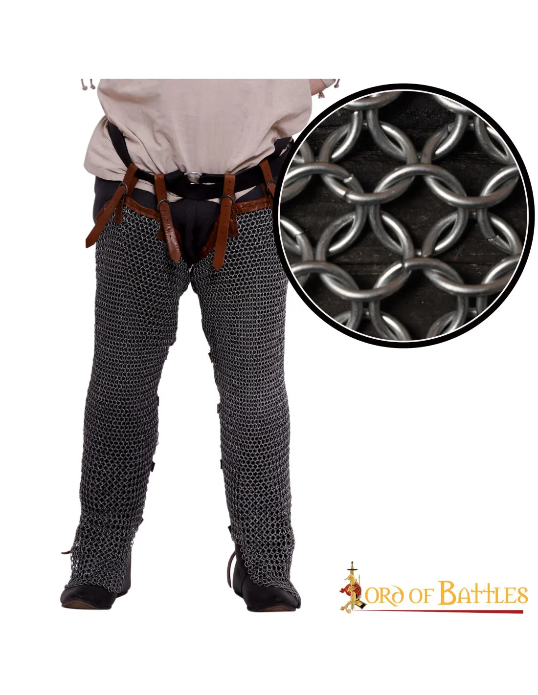 Pantalon médiéval en cotte de mailles en acier (10 mm.) ⚔️ Boutique Épées