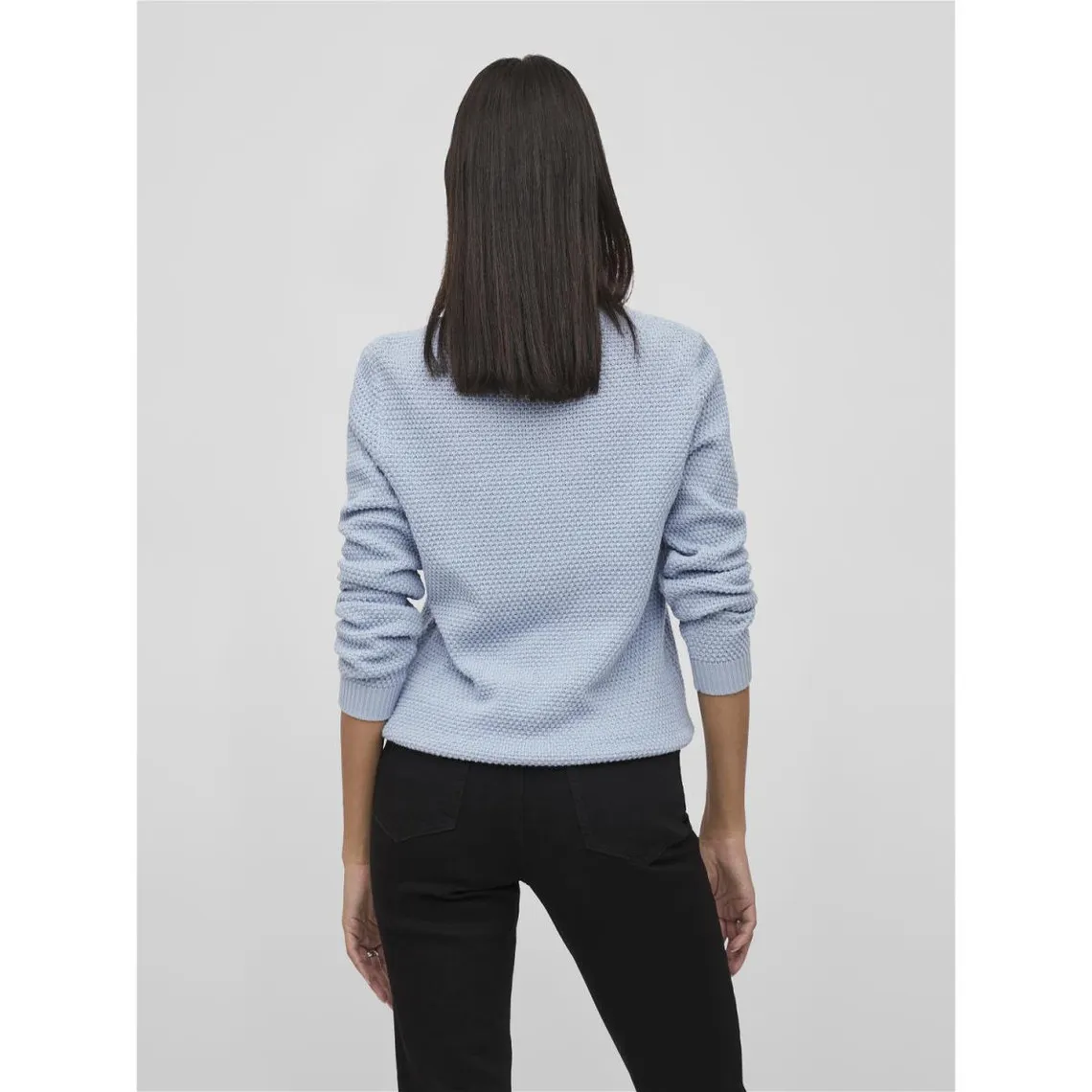 Pull col rond bleu moyen en coton Skye | 3 Suisses