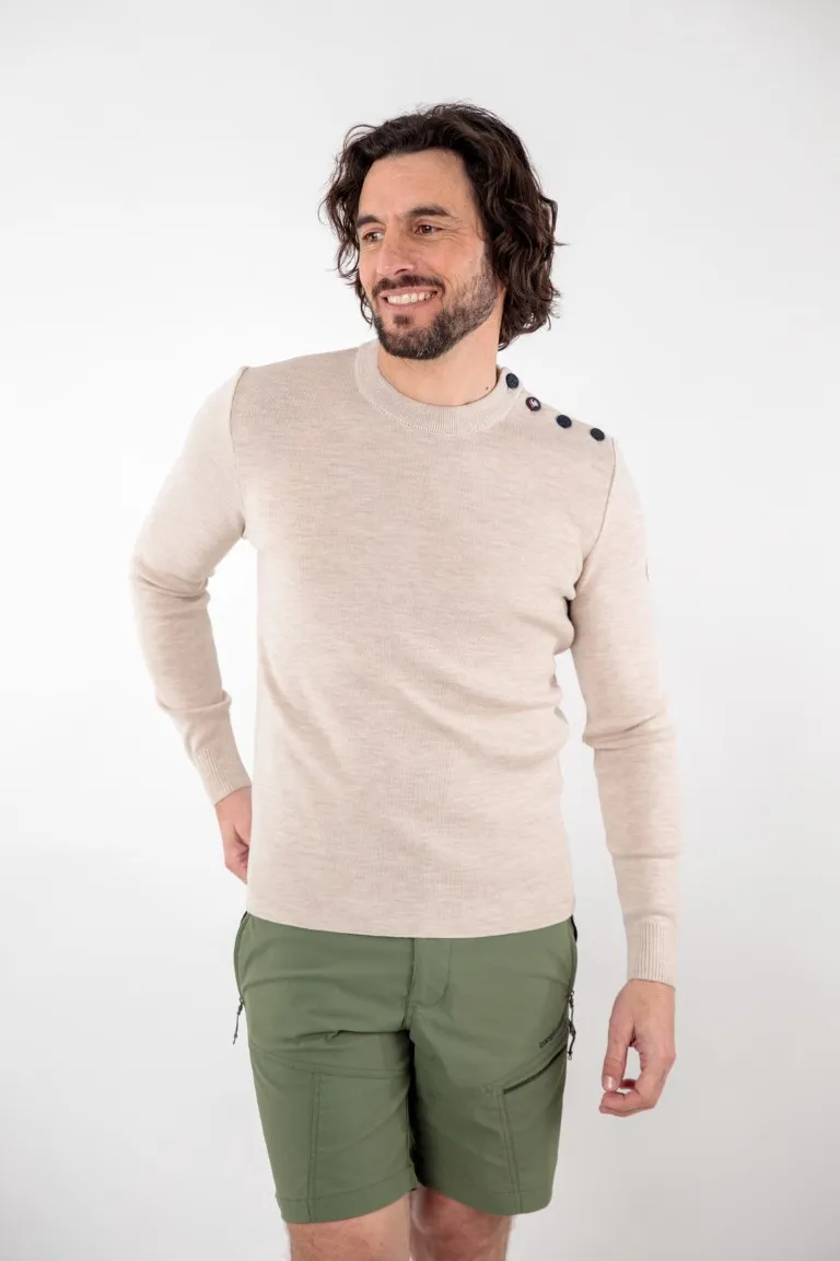 Pull en laine mérinos fin - Couleur craie - Monsieur Basil