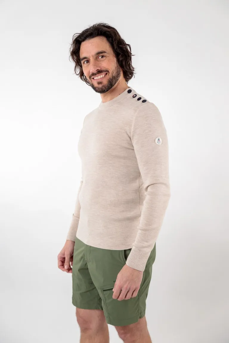 Pull en laine mérinos fin - Couleur craie - Monsieur Basil