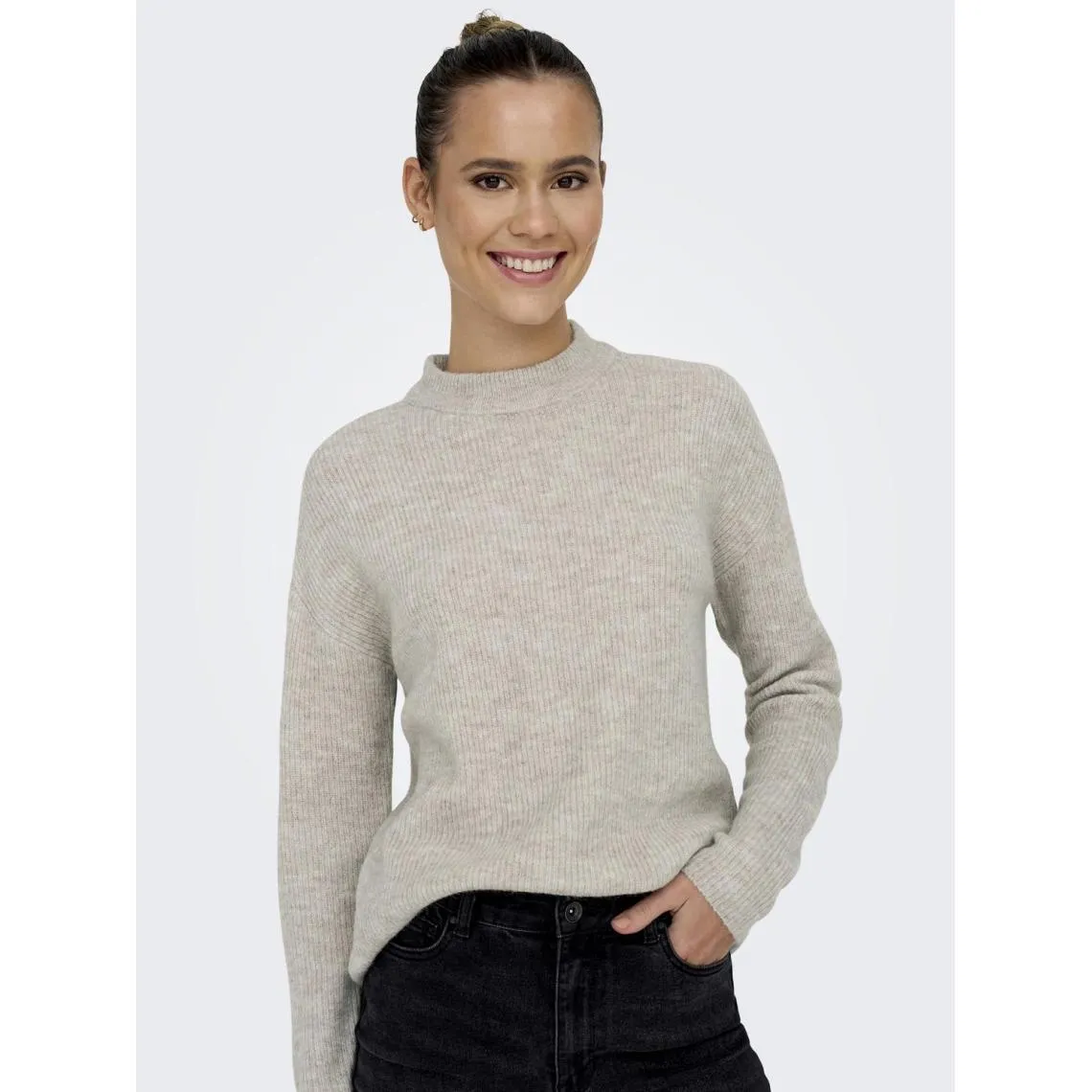 Pull en maille col rond col rond gris clair Ruth | 3 Suisses