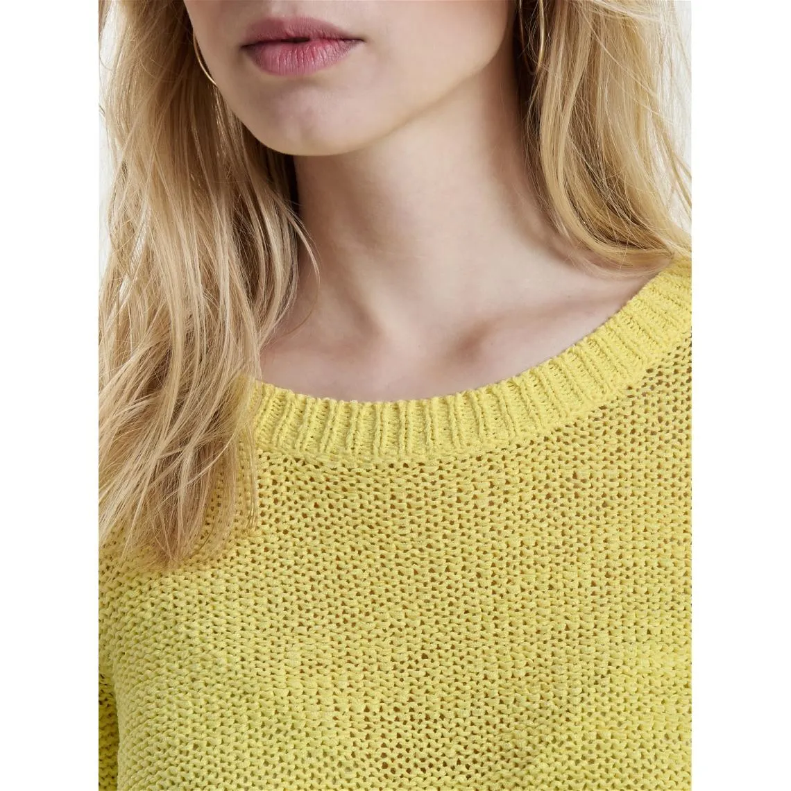 Pull en maille col rond col rond jaune clair Willa | 3 Suisses