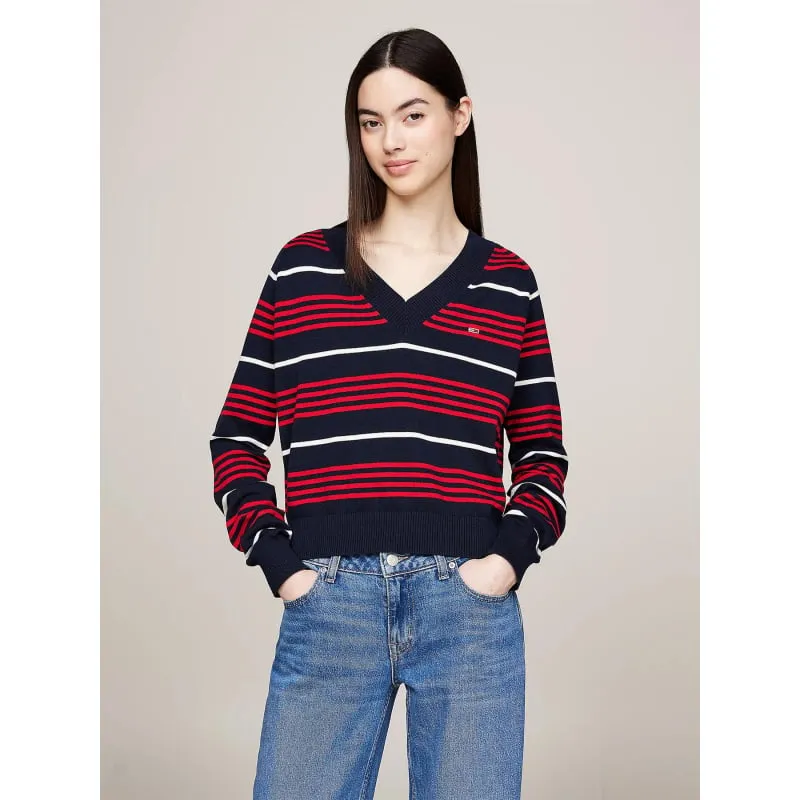 Pull maille rib rayé bouton blanc bleu femme - Salsa | wimod