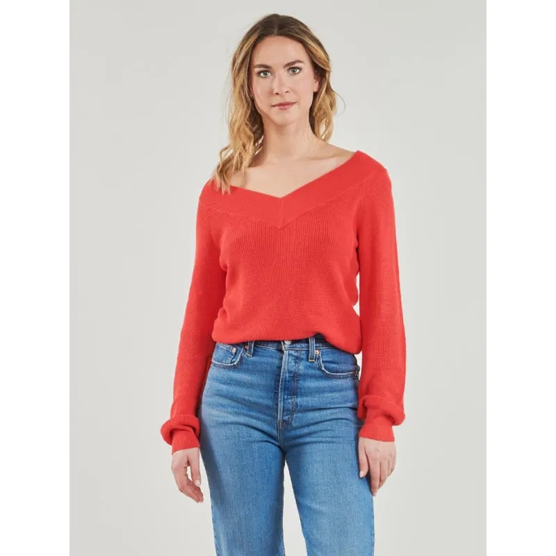 Pull maille rib rayé bouton blanc bleu femme - Salsa | wimod