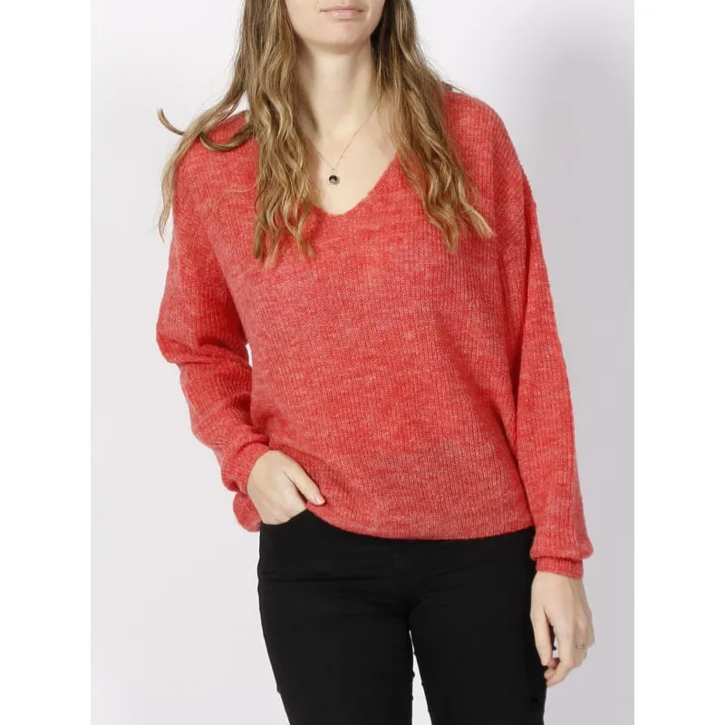 Pull maille rib rayé bouton blanc bleu femme - Salsa | wimod