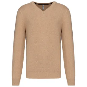 Pull premium col V - Homme - K982 - beige camel 